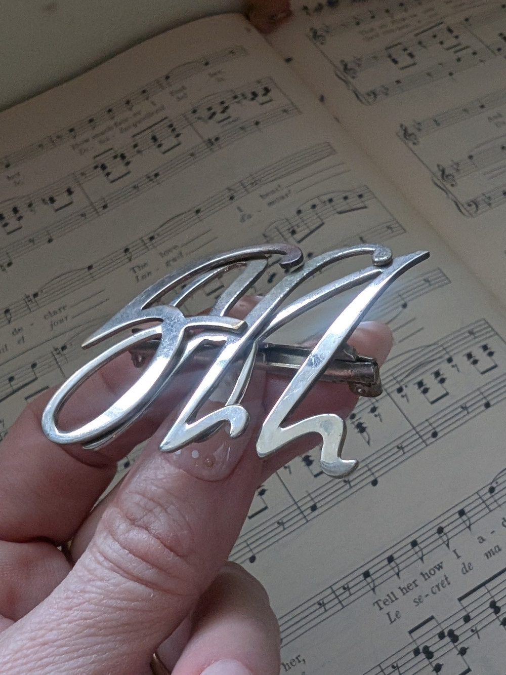 Silver Script Initials Brooch SLL - Men's Accessory